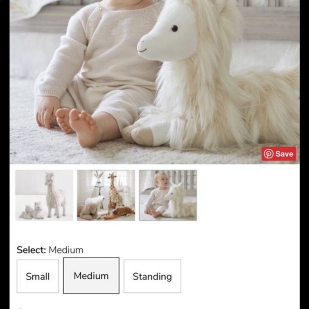 Pottery Barn Llama Plush Collection medium‎ size